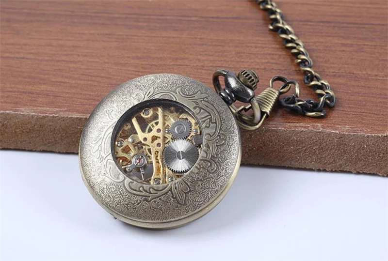 Винтажные часы, ожерелье в стиле стимпанк, скелет, механический брелок, карманные часы, часы с подвеской, с ручным заводом, мужские и женские часы с цепочкой, подарок