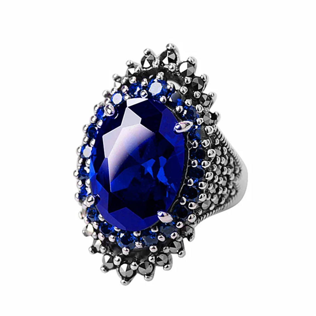 Винтажное красное синее кольцо со стразами женское свадебное кольцо anillos Mujer обручальное кольцо ювелирные изделия вечерние подарок Размер 6-10