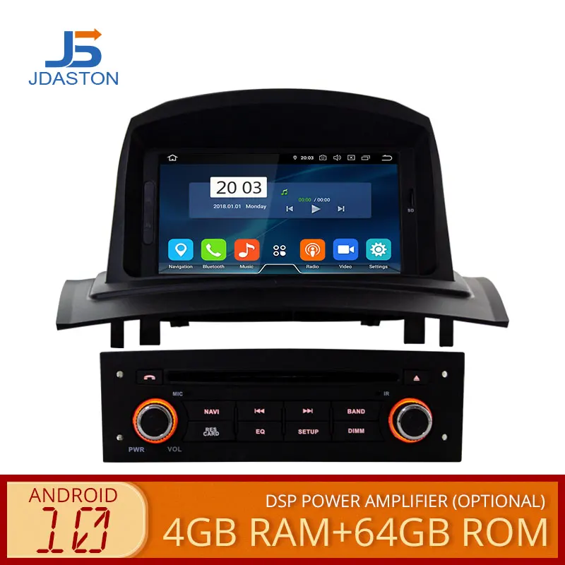 JDASTON Android 10 автомобильный DVD плеер для RENAULT Megane Fluence 2 2002 2008 Octa Cores 4G + 64G