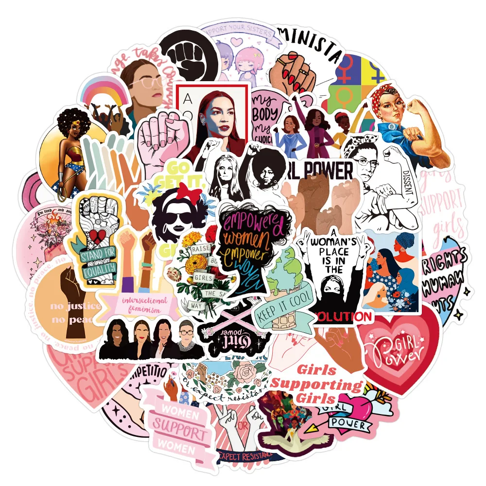 Cartoon Graffiti Stickers 10/30/50PCS Cool Feminist Supporting Women Fridge Guitar Laptop Motorcycle Travel Waterproof