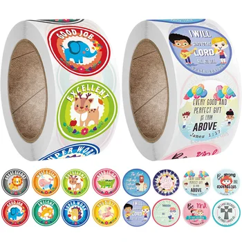 

Cute Reward Kid Stickers Encouragement Motivational Bible Slogan Labels Cartoon Animal for Teacher Children Toy Game Party Decor