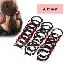 20 шт./компл. простой Для женщин резинки для волос многоцветный бальное платье с бантом с тройным Черной шерстью для девочек с резиновым ремешком, лидер продаж женские аксессуары для волос