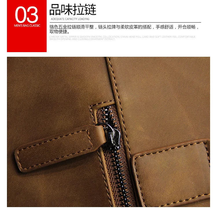 Crazy Horse Leather Men's Handbag Business Casual Shoulder Crossbody Bag Commuter OL Men's Briefcase Multi-function Computer Bag