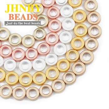

JHNBY Matte Gold Silvers Round Circle Hematite Natural Stone 12mm Spacers Loose Beads For Jewelry Making Diy bracelets pendants