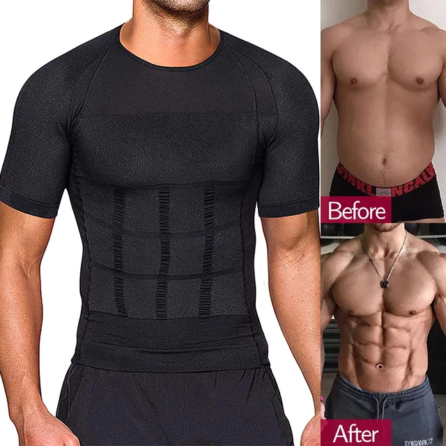 Men's Shaper Cooling T-Shirt Compression Shapewear Body Shaper Chest Binder  Shirt Slimming Waist Tummy Trimmer Shapers Body Top