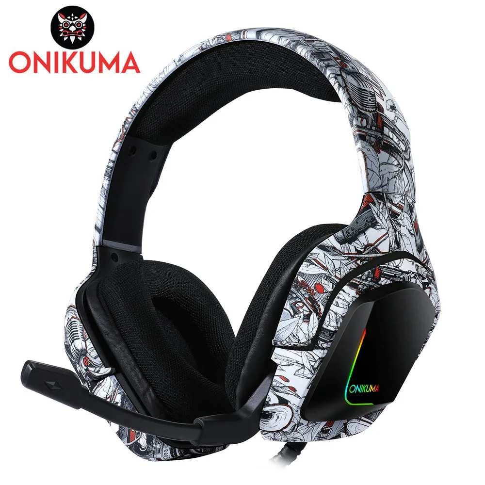 ONIKUMA K20 PS4 гарнитура casque PC игровая стереосистема Игровые наушники с микрофоном/светодиодной подсветкой для XBox One/ноутбука планшета