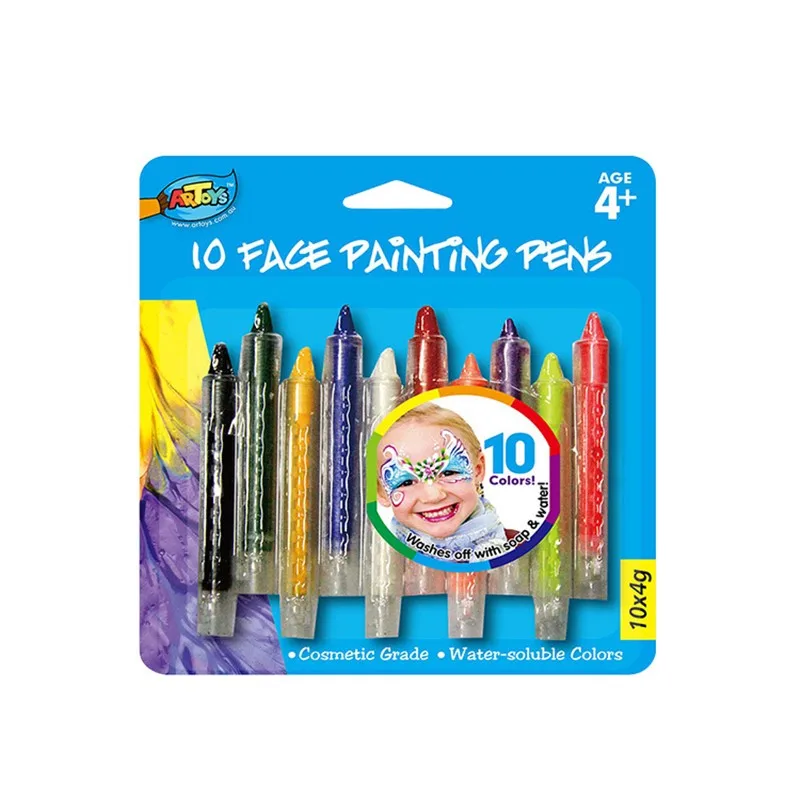 Детская ручка для лица, 10 цветов, человеческое тело, живопись, карандаш для лица, цветной макияж, можно мыть, детский художественный набор, водорастворимые масляные пастели