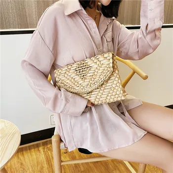 

2020 Fashion Summer Straw Beach Clutch Bags For Women Lady Small Flap Straw Travel Purses and Handbags Sac A Main Femme