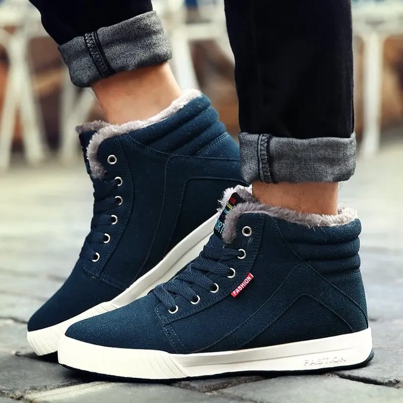 Men ankle boots matte PU snow warm shoes male man lace up shoe men's winter autumn booties sapato feminino chaussure M0173