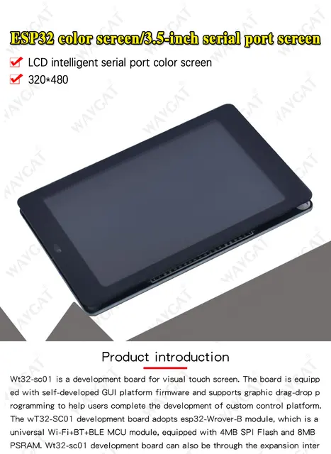 Display Touch Wireless-Tag WT32-SC01 - Schermo 3.5" ESP32-WROVER-B - Foto 9