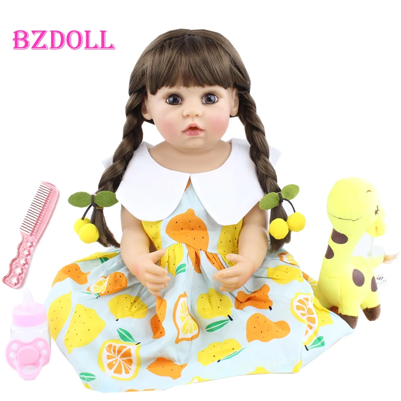 BZDOLL 55 см полностью мягкая силиконовая кукла для новорожденных девочек