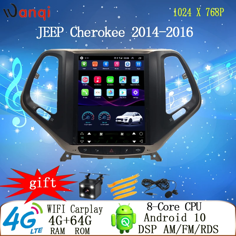 

9.7 inch Tesla screen car android 10 gps dvd multimedia radio player for JEEP Cherokee 2014-2016 car video navi audio RDS play