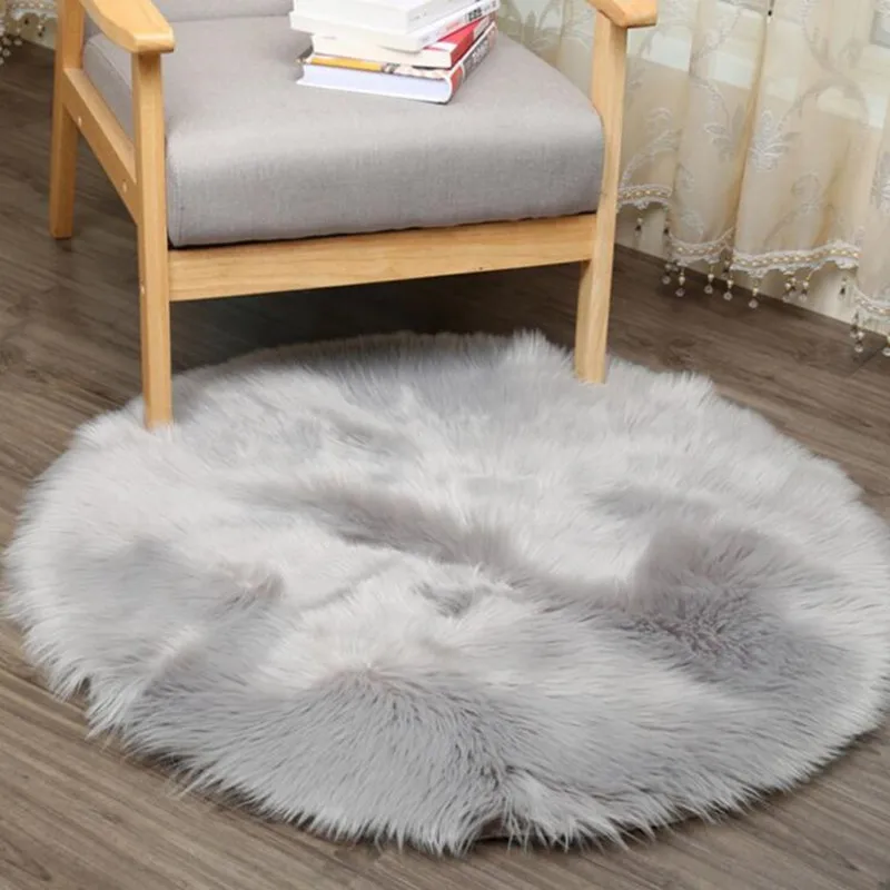 15 Colors Optional 30-150cm Artificial Sheepskin Rug Long Wool Hairy Floor Carpet Rugs Round Chair Cushion Seat Pad Mats | Дом и сад