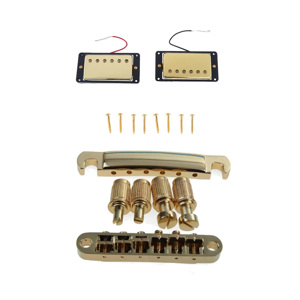 Золотистый нижний порожек хвостовой+ запечатанный хамбакер комплект звукоснимателей регулировочные винты для Гитара Les Paul