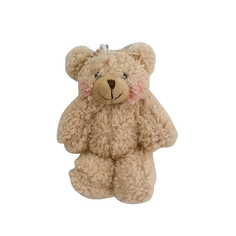 coffee bear 1 пара 11,5 см цветочный ткани Мишки "Медведь", "Кролик", "Банни куклы сумка для ключей Подвески пара" Медведь "," Кролик "," плюшевый брелок для влюбленных, друзей подарок - Цвет: coffee bear