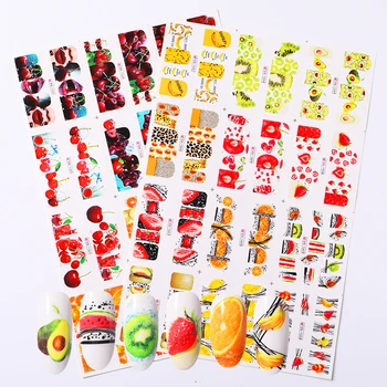 

12 Pc Of Nail Water Decals Summer Style Colorful Fruit Pattern Nail Sticker DIY Nail Art Decorations