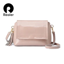 REALER сумки через плечо для женщин мягкая лакированная спилок кожа женская сумка через плечо женская модная вечерняя сумка с кисточкой