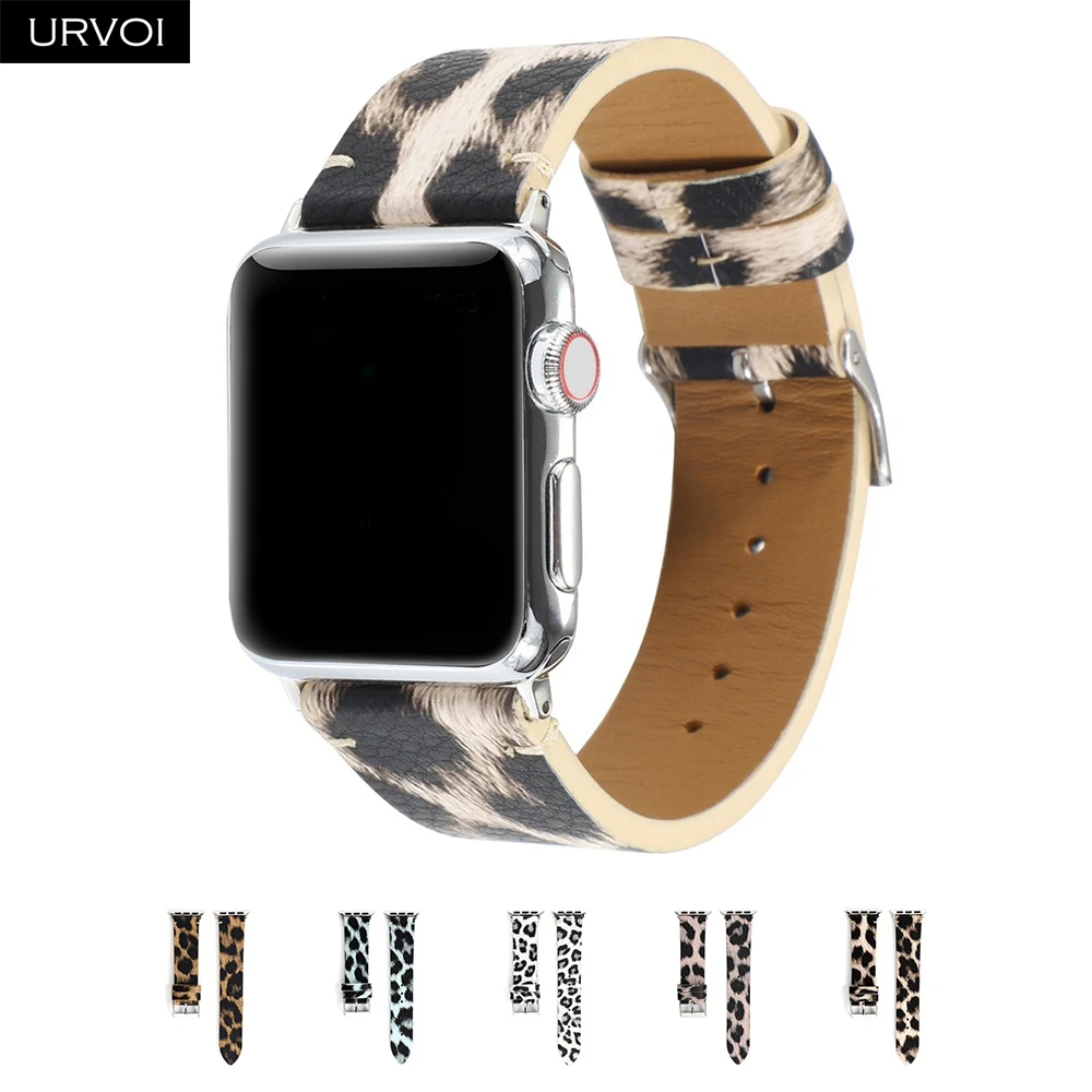 URVOI pu кожаный ремешок для Apple Watch series 5 4 3 2 1 iWatch Леопардовый 40 44 мм микрофибра