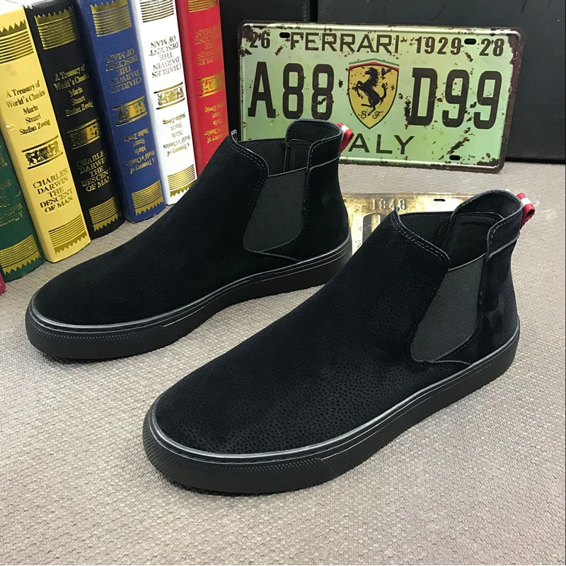 Design Coreano Uomo Tempo Libero Chelsea Stivali Piattaforma Scarpe Basse Stivale In Pelle Morbida Cowboy Caviglia Botas Masculinas Bottes Homme Zapat