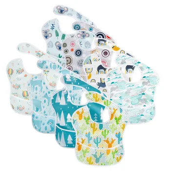 

2Pcs/Lot Adjustable Baby Bibs TPU Waterproof Lunch Feeding Bibs Baby Cartoon Feeding Cloth Children Baby Bandana Bibs