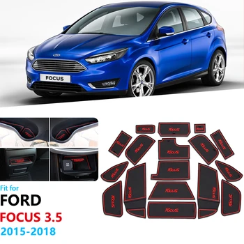 

Anti-Slip Rubber Gate Slot Cup Mat For Ford Focus 3 3.5 MK3 2015 2016 2017 2018 facelift ST RS Door Groove Mat Car Stickers 17Pc
