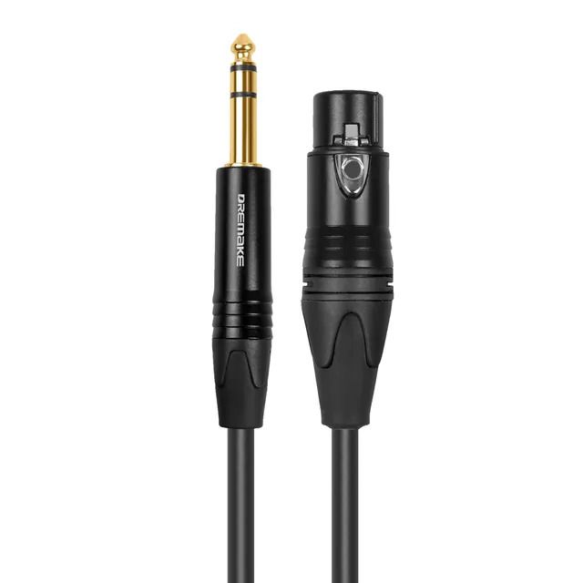 DREMAKE Mic Cable Wire XLR Cable Audio Cable Cannon Cable Jack 6.5mm 1/4 Inch Male to XLR Female Cord for Pro Audio Amplifier black