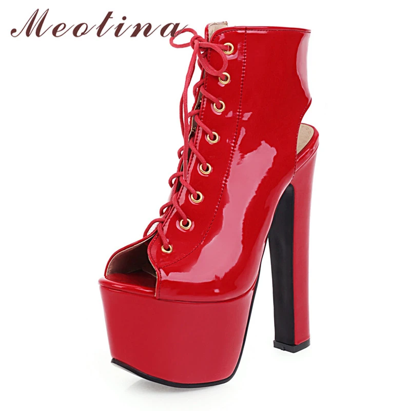 red platform thick heels