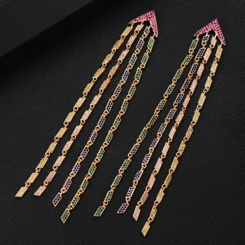 

GODKI 2020 Brand Fine Long tassel Dangle Earrings Naija Wedding Bridal Earrings For Women Popular Luxury Party Show Earrings