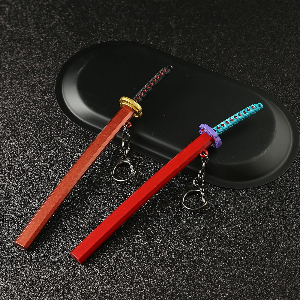 Porte-clés Genshin Impact Anime Cartoon, accessoires Mini Katana mesurost  Slayer, armes, couteau, modèle d'arme