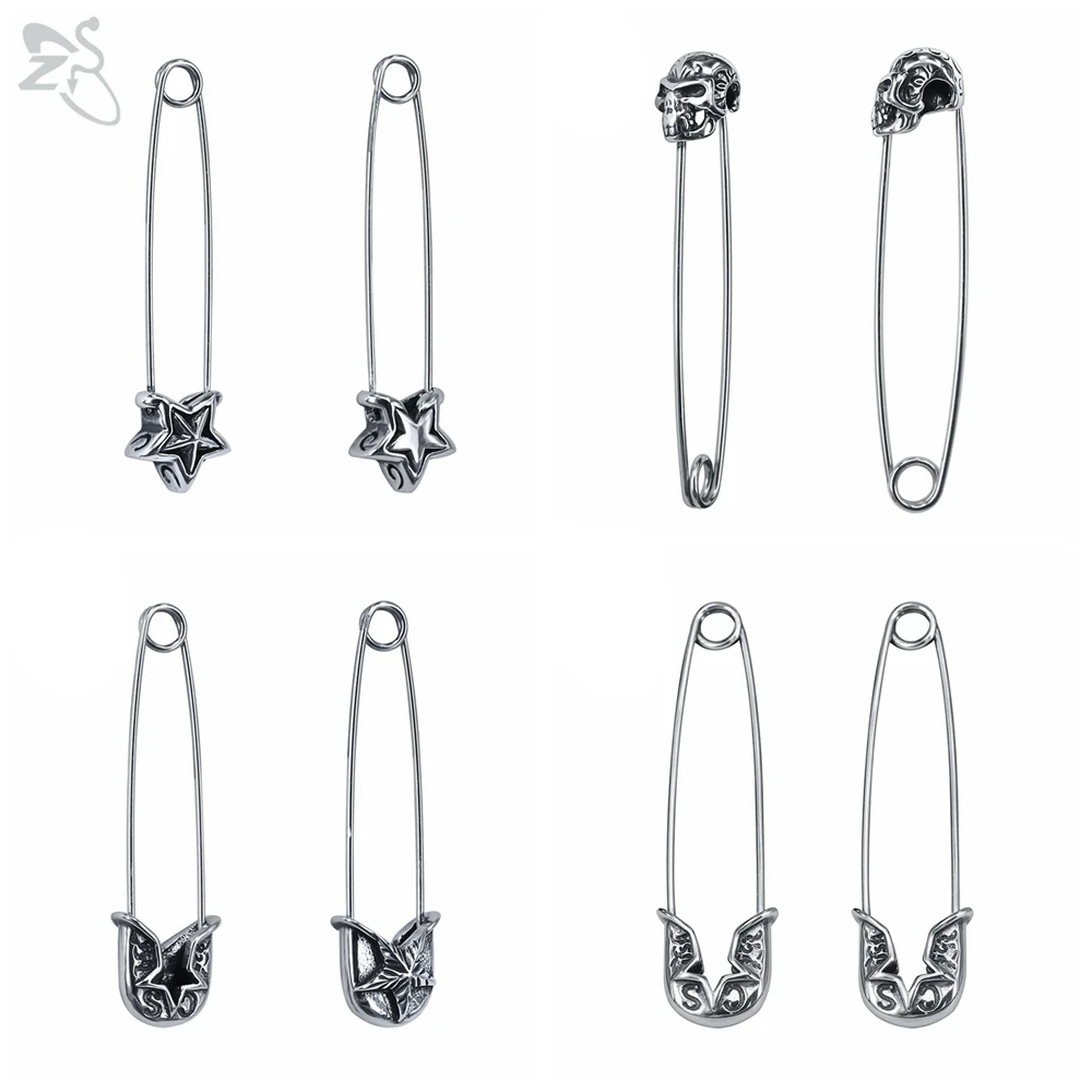 ZS 1 пара череп Заколка Для панка шпилька мужские серьги 316L в виде звезды из нержавеющей стали Ушные Шпильки женские готические пирсинг уха рок украшения в стиле рок-н-ролл