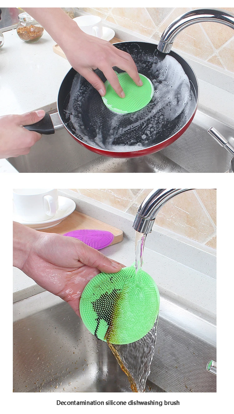 Мытье посуды с силиконовой антибактериальной губкой силиконовая щетка Многофункциональный кухонный маленький инструмент Защита окружающей среды прочный