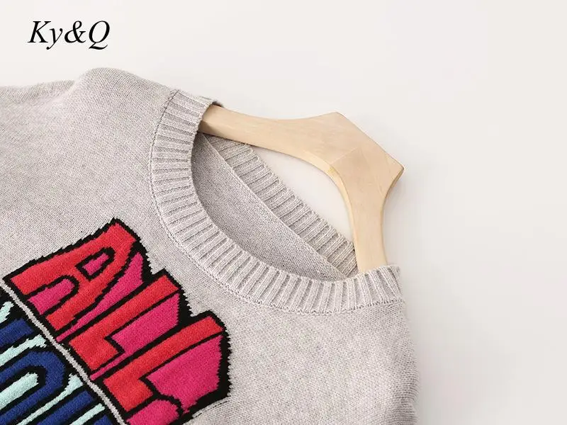 High Street, женский осенне-зимний пуловер, модный, подиумный, Радужный, полосатый, с буквами, жаккардовый, свободный, длинный рукав, свитер, Рождество
