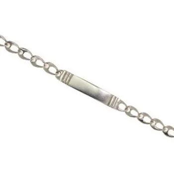 

Identity bracelet with smooth plate of sterling silver and oval links