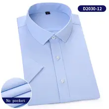 Мужские полосатые рубашки с коротким рукавом, летняя мужская рубашка, однотонная, мягкая, деловая, мужская, рабочая рубашка, Homme, хлопковая, размера плюс, рубашка YN10492