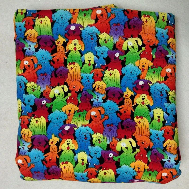 Хлопковая ткань с принтом милых собак, 50x105 см, ткань в стиле пэчворк для одежды, платья, вечерние украшения для дома