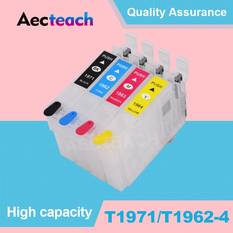 Aecteach Заправка картриджей T1971 T1962 T1963 T1964 для Epson EXPRESSION XP 101 201 211 401 204 104 214 411 WF 2532
