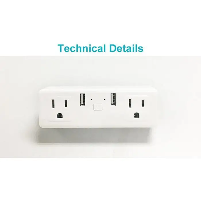 Smart WIFI Remote Control Voice Socket US Plug Socket Square USPlug Dual Ports control, easy operation Home USB