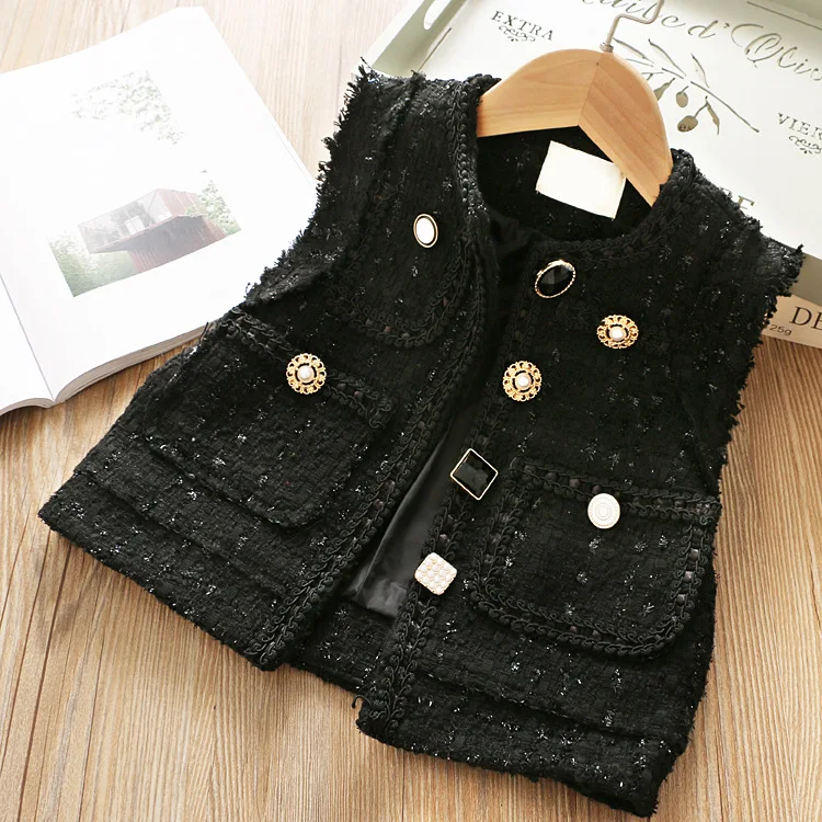 

Small fragrant wind vest autumn girl pure color versatile vest coat wholesale