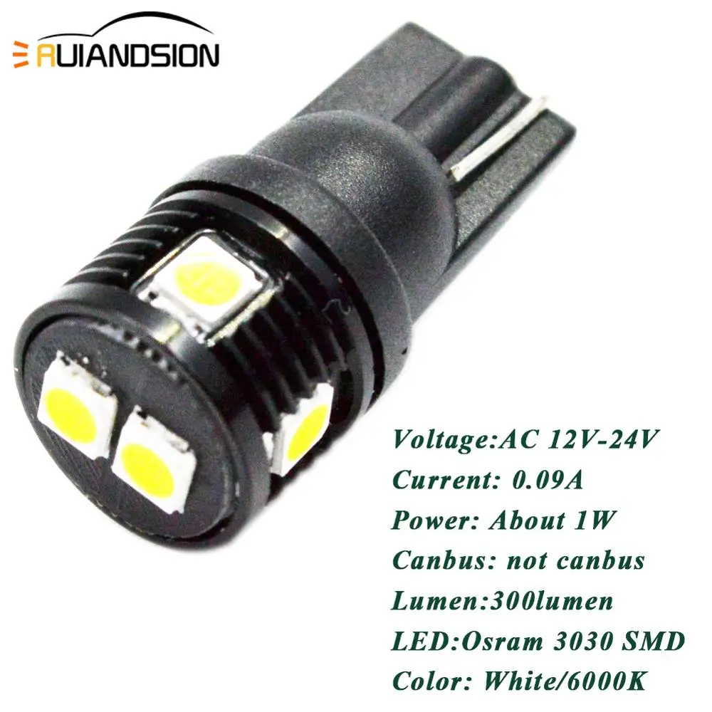 Светодиодная лампа для чтения номерного знака 2 шт. 194 3030 T10 6 SMD W5W 168 Вт AC/DC 12 24 В