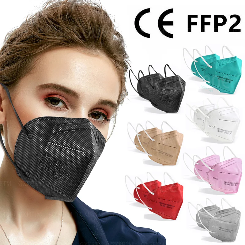 10-50 Uds ffp2 CE máscara fpp2 aprobado kn95 Mascarillas máscaras Kn95 certificado boca negra tapas máscara para los hombres las mujeres 5 capas FFP2MASK