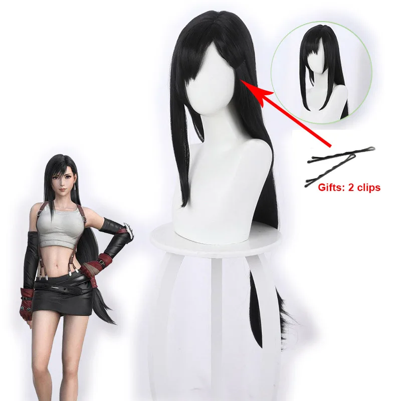 Final Fantasy VII Remake Tifa Cosplay Wig Tifa Lockhart Costume Headwear Accessories Halloween Woman Game With Straight Hair1 (1)