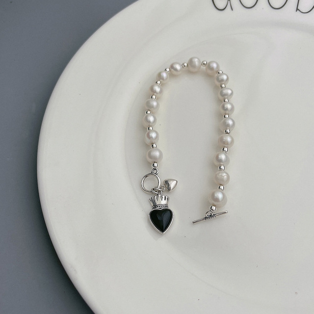 925 Stamp Bracelets for Women Trendy Elegant Charming OT Buckle Design Sweet Pearls LOVE Heart Party Jewelry