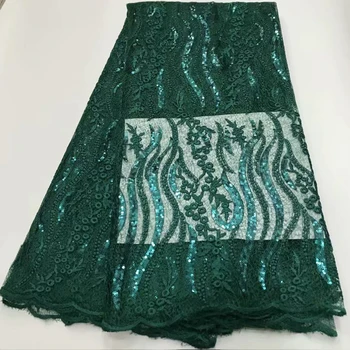 

2020 High Quality African Sequins Lace Fabric Coloful French Net Embroidery Tulle Lace Fabric For Nigerian Wedding Party Dress