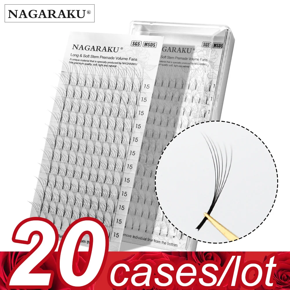 Nagaraku 20 лотков предварительно изготовленный фен для придания объема 3d/4d/5d/6d ресниц русский объем и удлинение ресниц предварительно сделанные вентиляторы мягкая легкая косметика