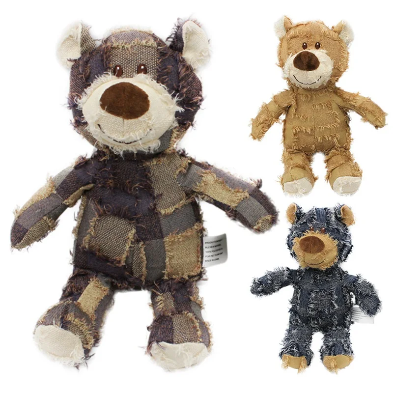 Cute Bear Shape Pet Dog Toys Squeaking Stuffed Plush For Dogs Cat Chew Squeak Toy for Small Large Play Funny Training | Дом и сад