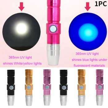 

365nm Portable Money Detector Fluorescer Blacklight Tool Led Multifunctional Jade USB Rechargeable Mini Torch Pen UV Flashlight