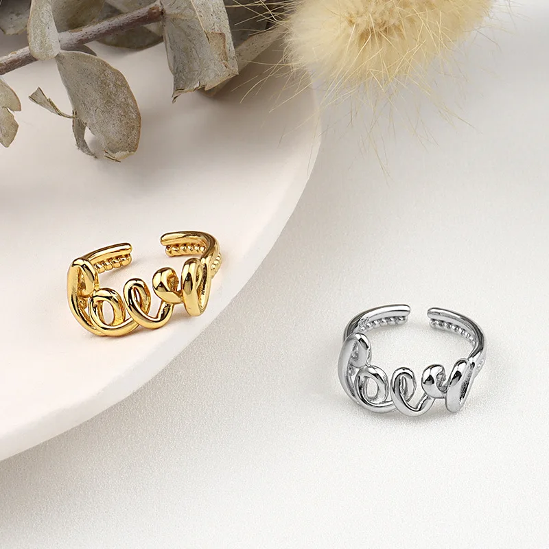 

European and American style diamond set gold ring pop classic geometry open ring jewelry ring for girls