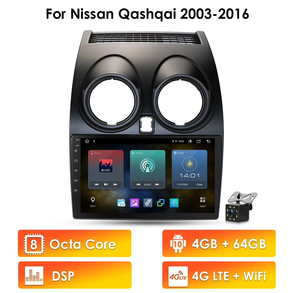 New! Android 10 HD1080P 2.5D CarPlay Car Radio Multimidia Video Player GPS For Nissan Qashqai 1 J10 2006-2013 2 din No dvd WIFI