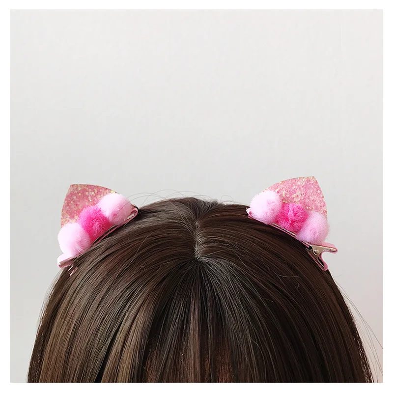 2 шт./компл. милых детских аксессуаров для волос с украшением в виде кошачьих ушек