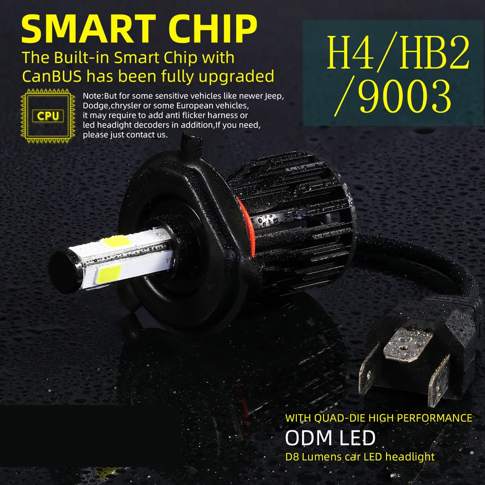 H4/HB2/9003 2 шт./компл. мини-автомобиль светодиодный фары для автомобиля с светодиодный драйвер авиационный алюминий 6063 6500K Водонепроницаемый